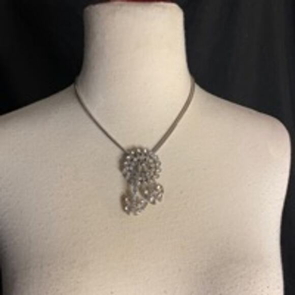 Vintage Sterling Silver Rhinestone Jewelry Necklace Signed - Picture 2 of 8
